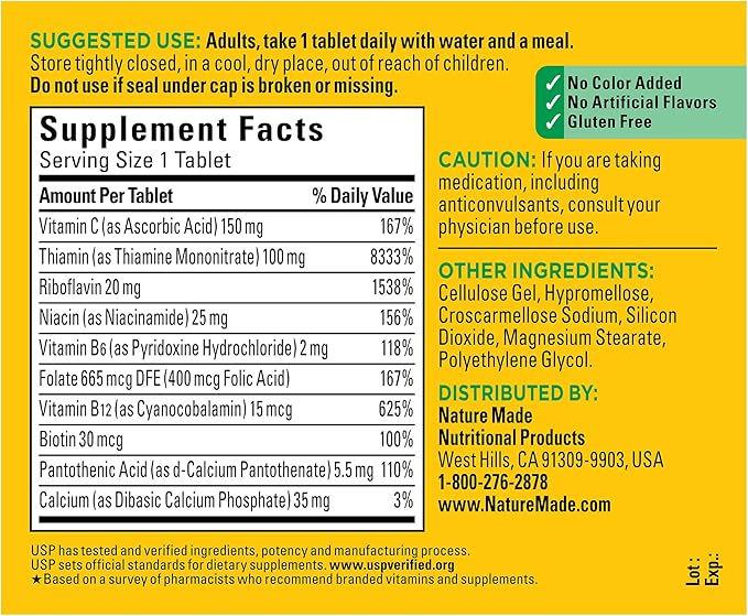 Nature Made Super B Complex 140 Tablets, 140 Day