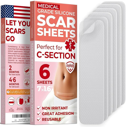 Medical Grade Silicone Scar Sheets 6pk (7”x1.6”) (7”x1.6”) -