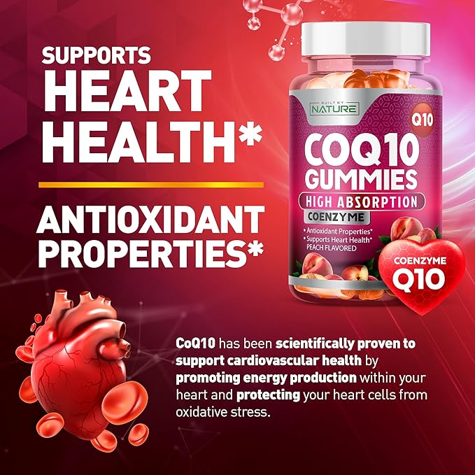 CoQ10 100mg Gummies, High Absorption Coenzyme Q10 Gummy, 30 Pectin