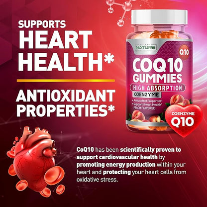 CoQ10 100mg Gummies, High Absorption Coenzyme Q10 Gummy, 30 Pectin