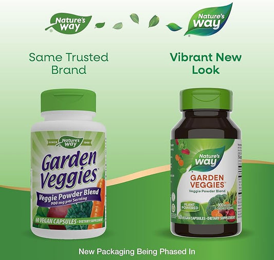 Nature's Way Daily Garden Veggies, Veggie 900mg per 2-Capsule Serving, 60 Capsules