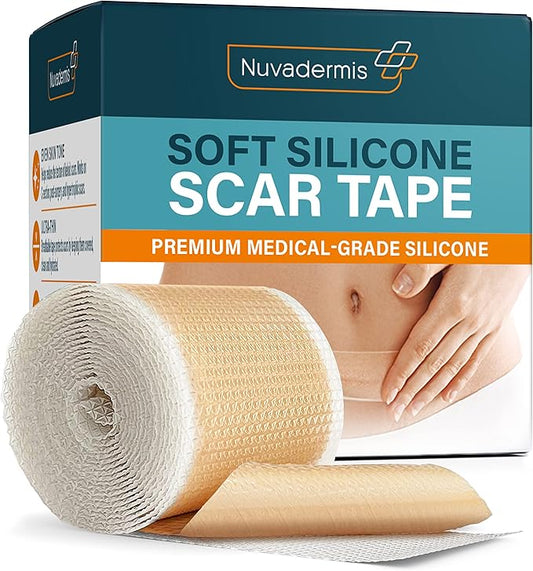 NUVADERMIS Silicone Scar Tape for Surgical Scars 120" x 1.5" Roll 1 Pack