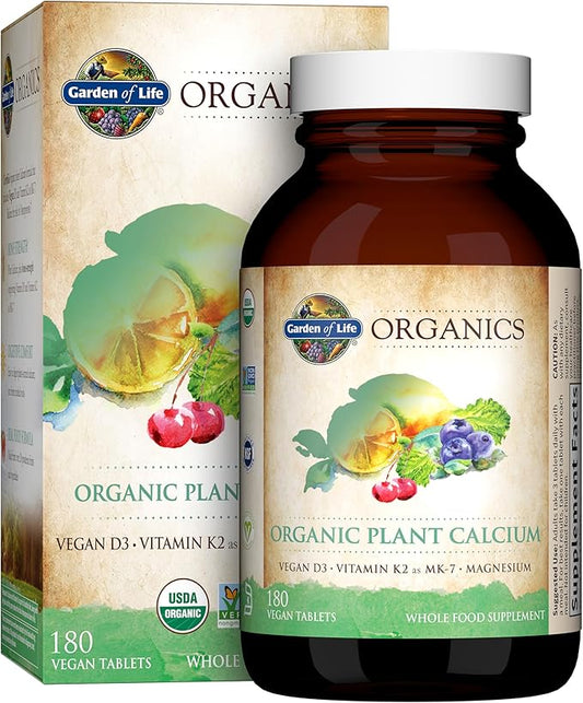Garden of Life Organics Plant Calcium D3, and MK7, Gluten-Free 60 Day