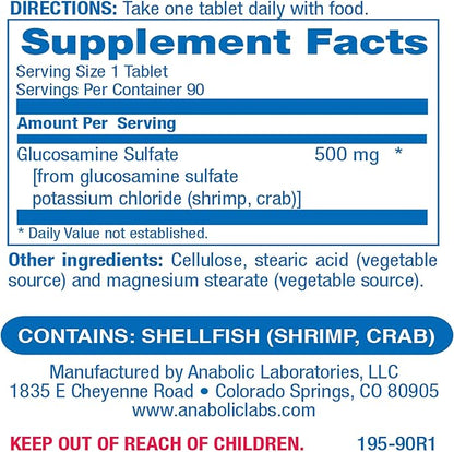 Anabolic Laboratories Glucosamine Sulfate 500mg 120 Glucosamine