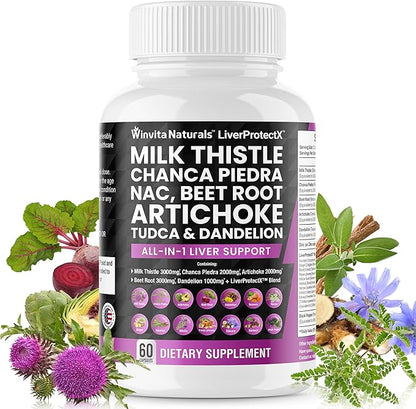 Milk Thistle 3000mg NAC Chanca Piedra 2000mg Beet 3000mg Artichoke 2000mg Dandelion 1000mg -