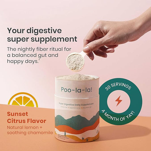 Digestive Enzymes & Fiber Supplement Powder (30 Servings).