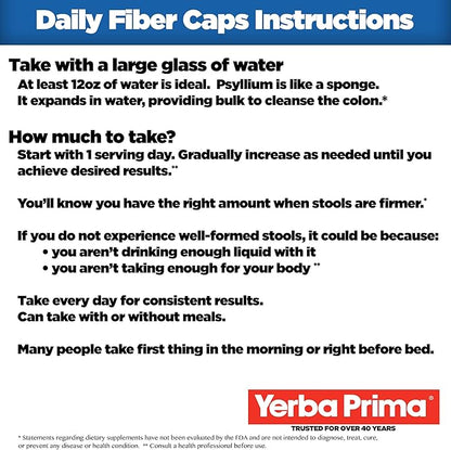 Yerba Prima Daily Fiber Caps Formula, 400 Capsules