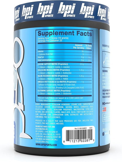 BPI Sports Best Aminos - BCAA Powder Post Workout & Glutamine Recovery Drink with Branched Chain Amino Acids for Hydration & Recovery, for Men & Women - Arctic Ice - 25 Servings