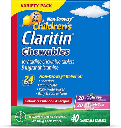 Claritin Children’s Chewables, 24-Hour Non-drowsy Kids 40 antihistamine