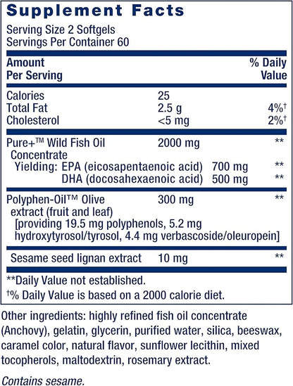 Super Omega-3 EPA/DHA Fish Oil, Sesame 120 Softgels