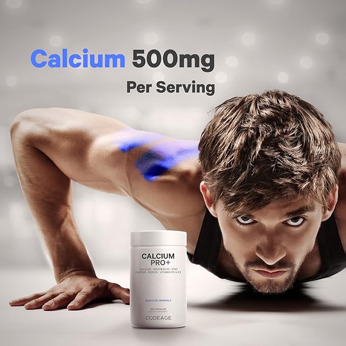 Codeage Calcium 500mg Supplement + Magnesium D3 Vitamin K2 - 2-Month Supply- 120 Capsules