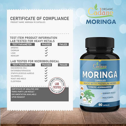 Organic Cadane Moringa Extract Capsules 6450mg, 3 Months 90 Capsules