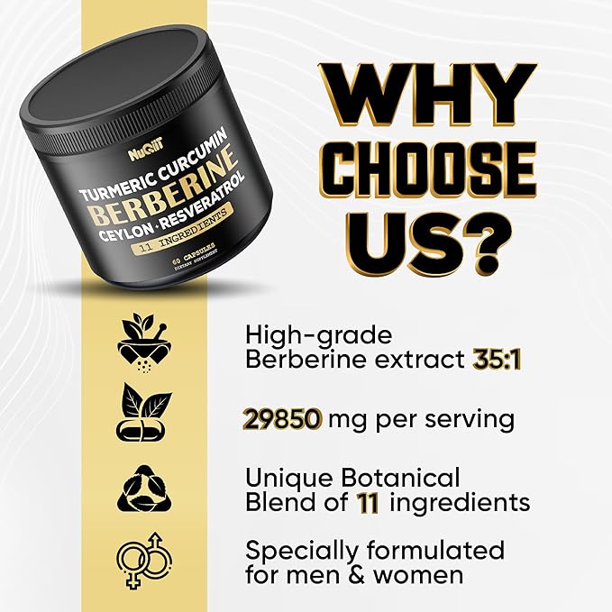 Berberine Supplement with Turmeric Curcumin 4500mg 4500mg & 60 Capsules