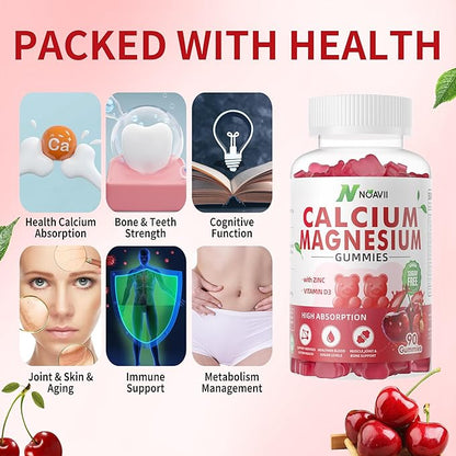 Calcium Magnesium Zinc Gummies with Vitamin D3, ashwagandha Flavor-180 Count