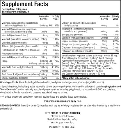 Biotics Research Bio Glycozyme Forte Multivitamin for Glycolytic Support, Vanadium, Zinc, Chromium, Manganese, Inositol, Catalase, Healthy Metabolism and Homocysteine 270 Capsules
