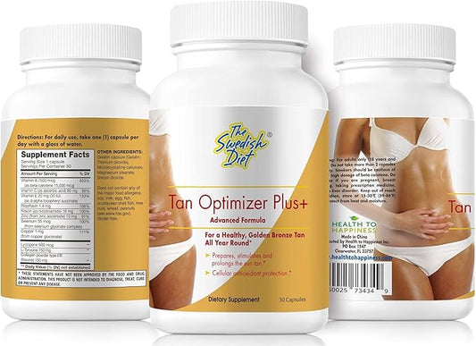 Tan Optimizer Plus+ – Tanning and Skin Health Supplement with Beta Carotene, L-Tyrosine, Collagen, and Vitamins | Immune System & Antioxidant Support | 30 Count