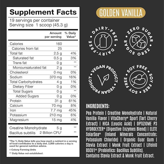 BIRDMAN Falcon Performance Vegan Protein Powder, 31g Protein, 5g Creatine, 5g BCAA, -19 servings
