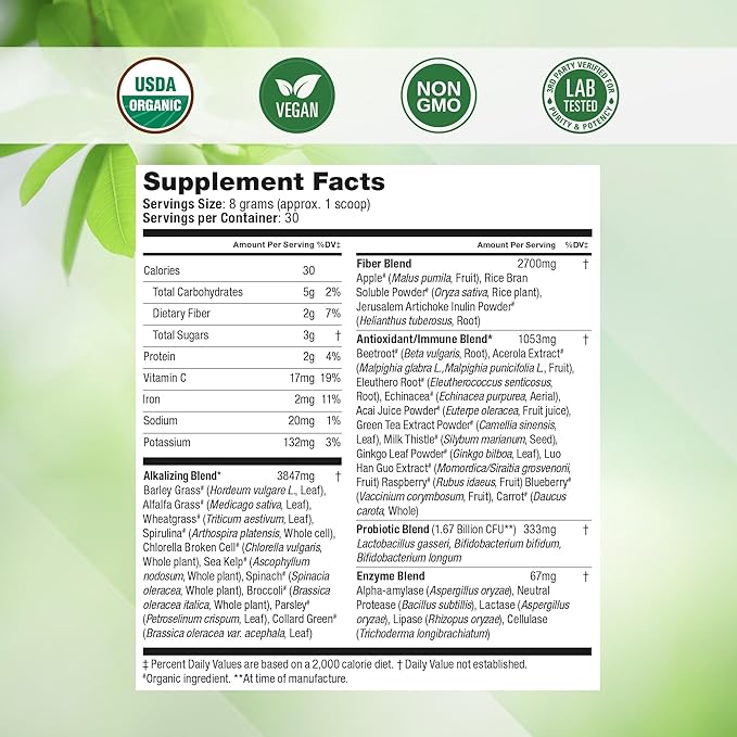Super Greens Daily Greens Superfood Powder w/20+ Whole 30 Servings