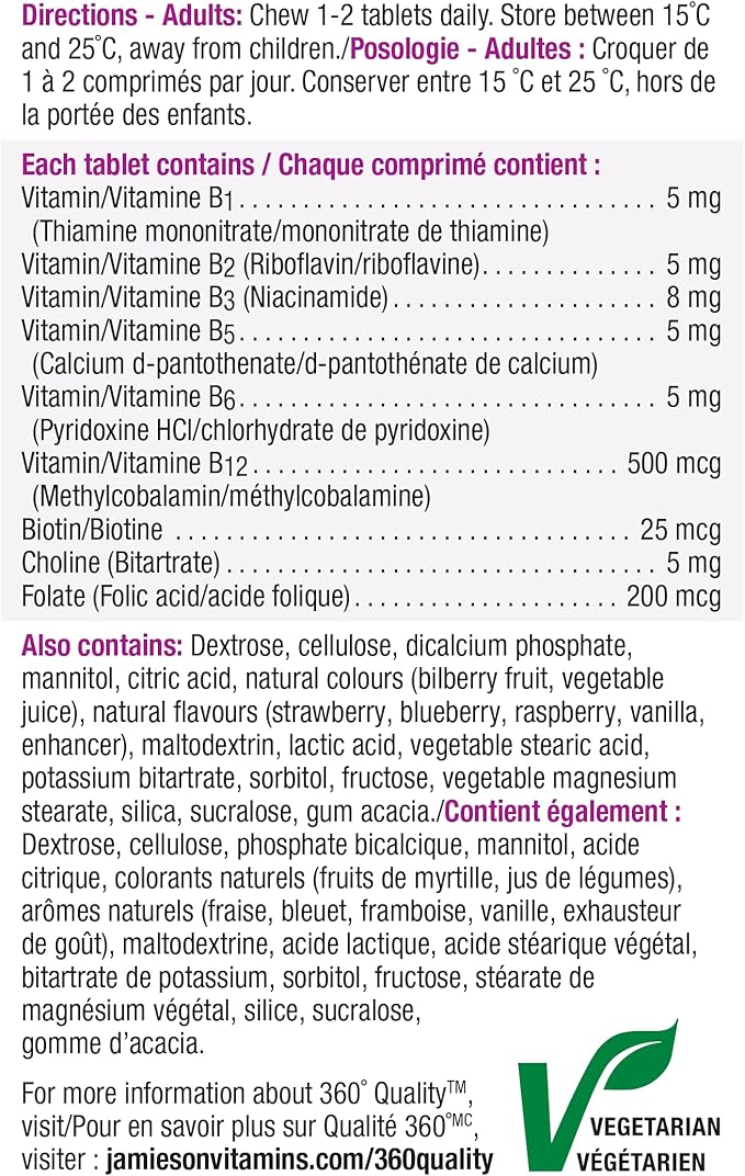 Jamieson Delicious Chewable Formula B Complex 90 Tablets
