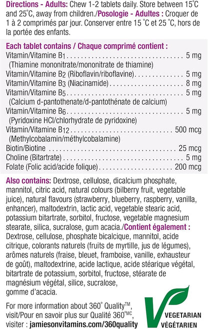 Jamieson Delicious Chewable Formula B Complex 90 Tablets
