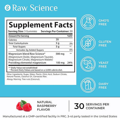 Magnesium Gummies for Adults - Calm Magnesium Complex 500 mg - Magnesium Citrate, Malate, Taurate & Oxide - Magnesium Supplement for Sleep, Muscle Relaxation and Legs Cramp Defense - 90 Vegan Gummies
