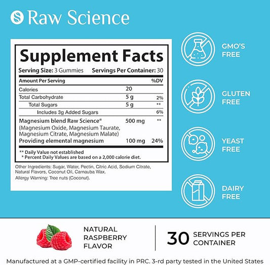 Magnesium Gummies for Adults - Calm Magnesium Complex 500 mg - Magnesium Citrate, Malate, Taurate & Oxide - Magnesium Supplement for Sleep, Muscle Relaxation and Legs Cramp Defense - 90 Vegan Gummies