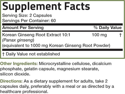 Bronson Korean Panax Ginseng Supports Energy, 120 Capsules