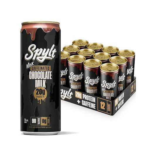 High Protein Max Chocolate Milk with 140mg Caffeine & 20g Protein - Ready to Drink, Sugar Free, Lactose Free Milk, Perfect for Workout Recovery & Afternoon Pick Me Up - 12 Count