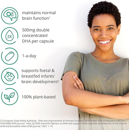 Omega-3 Vegan (60) 500mg PER 1-a-Day | Omega3 | 2 Month 3 1000mg 1000mg DHA 2 Capsules 3