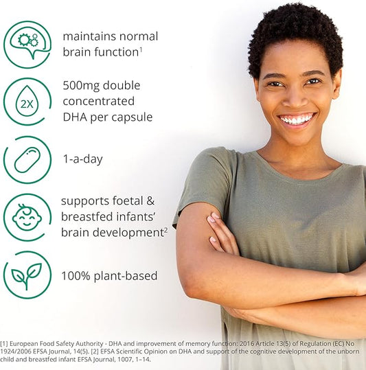 Omega-3 Vegan (60) 500mg PER 1-a-Day | Omega3 | 2 Month 3 1000mg 1000mg DHA 2 Capsules 3