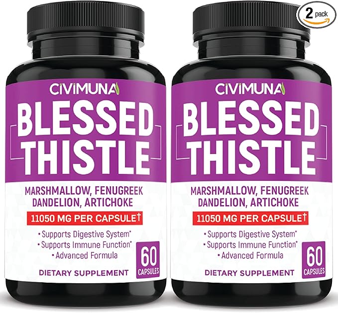 (2 Packs) Organic Blessed Thistle Capsules 11050mg 4 Months