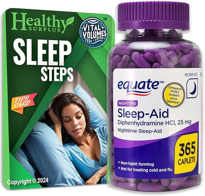 Equate Sleep-Aid Diphenhydramine HCI 25 mg 365 Caplets