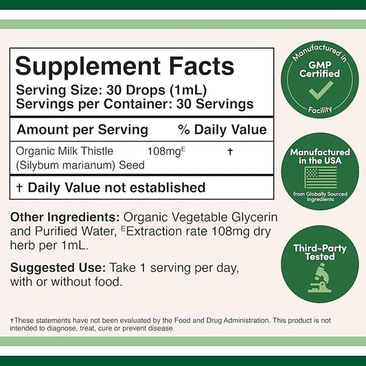 Milk Thistle Supplement 1 FL 30 Servings