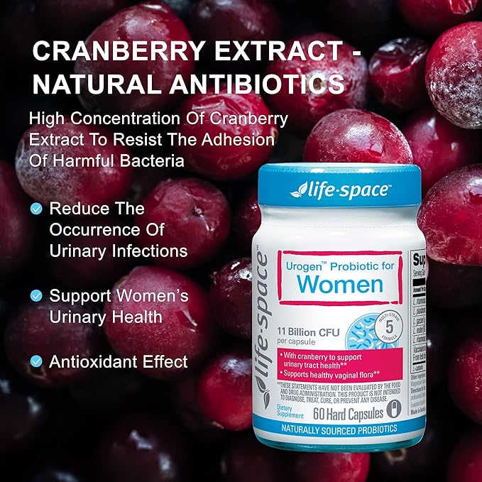 Life-Space Urogen Probiotic with Cranberry 11 Billion 2-Month Serving-60 Serving-60 Capsules
