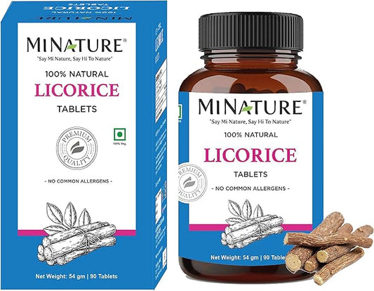 Licorice tablets by mi nature| 90 1000 mg| 45 days 100% natural