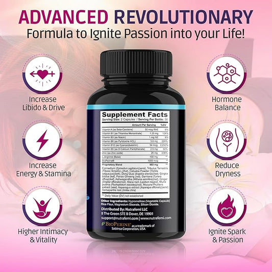 Libido Booster for Women Fast Acting - Female Libido Booster for Hormonal Balance, Mood & Drive - with Maca Root, Ginseng, Tribulus, Gingko & Ashwagandha - 60 Capsules