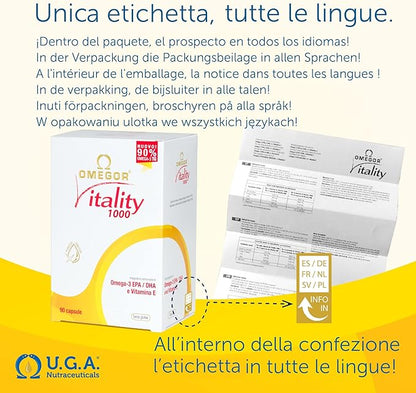 OMEGOR® Vitality 1000-90 Capsules Omega-3 with 800mg EPA/DHA Omega-3 IFOS 5-Star Certified 2006 | 90% Omega-3 Omega-3 in