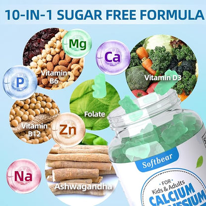 Calcium Magnesium Zinc Gummies for Women, 600 mg D3,B6,B12 for 120 Gummies
