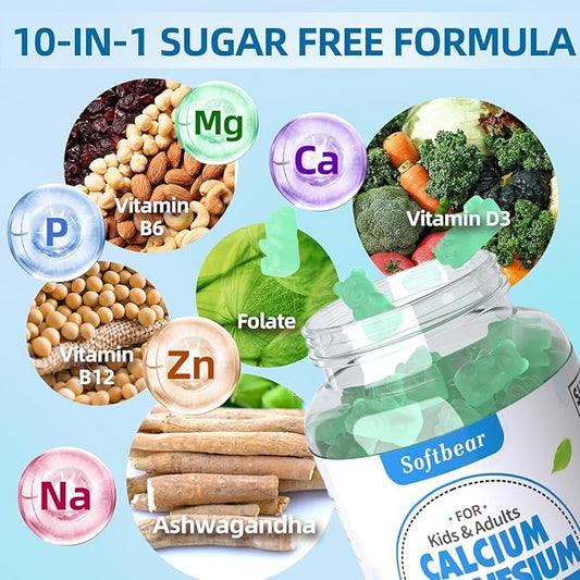 Calcium Magnesium Zinc Gummies for Women, 600 mg D3,B6,B12 for 120 Gummies