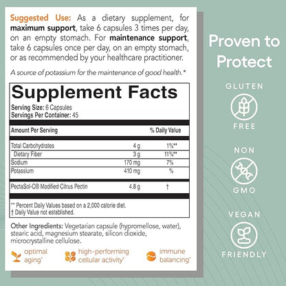 PectaSol Modified Citrus Pectin – 270 Capsules – Total-Body Health Supplement to Support the Heart, Immune System, Inflammation Response & Healthy Aging + Maintain Healthy Galectin-3 Levels