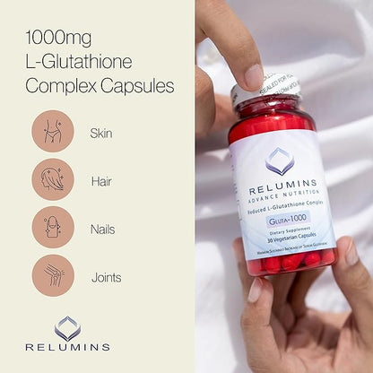Relumins L Glutathione Supplement Complex 1000mg Complex 60 Caps 5 Bottles