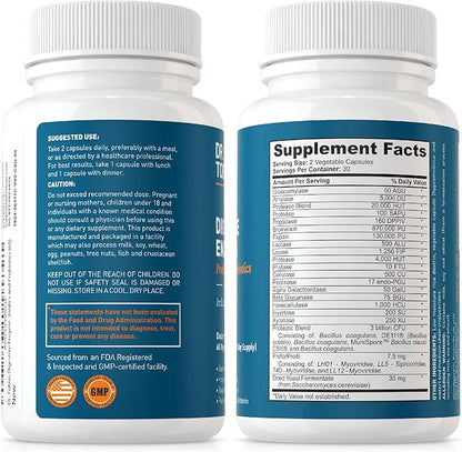 Dr. Tobias Digestive Enzymes with Probiotics, 60 Capsules, 30 Servings (2 Daily)