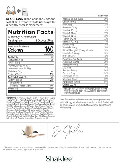 Shaklee Life Shake™ Plant Protein French Vanilla 20g Protein, 6g Fiber, 24 Vitamins 14 Servings