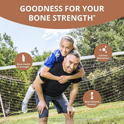 Bone Xtra Plant-Based Bone Strength Formula with Calcium, Magnesium from Marine Algae, Phosphorus, Vitamin C, K2, D3 | Immunity & Maximum Calcium Absorption | 120 Vegetarian Capsules | 1 Month Supply