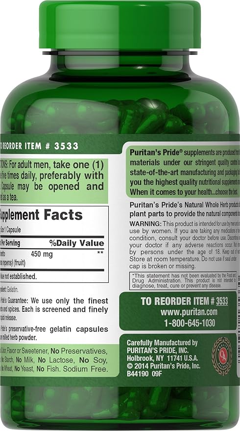 Puritan's Pride Saw Palmetto 450 Mg, 200 Count