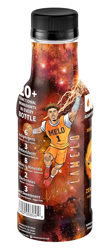 DRNX 12 Pack Adaptogenic Waters Complete Hydration Enhanced Beverage - Zero Sugar - 5 Calories - Super Herbs, B & D Vitamins, Antioxidants, Keto Friendly, All Natural (Mango Turmeric)