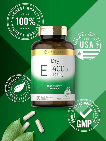 Carlyle Dry Vitamin E 400 IU (268mg) | 120 Capsules