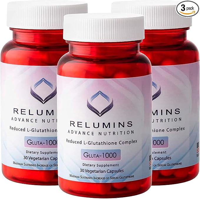 Relumins L Glutathione Supplement Complex 1000mg Complex 30 Caps 3 Bottles