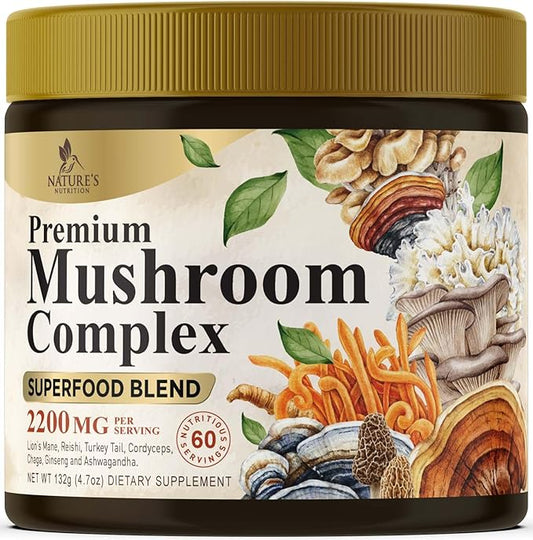 Organic Mushroom Supplement Powder 11 in 1 Complex 60 Servings