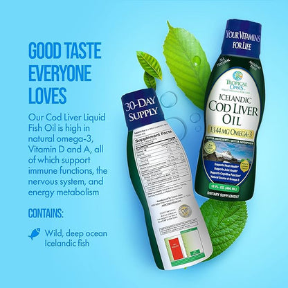 Tropical Oasis - Icelandic Cod Liver 1144mg of Omega-3 Fish 90 Servings)